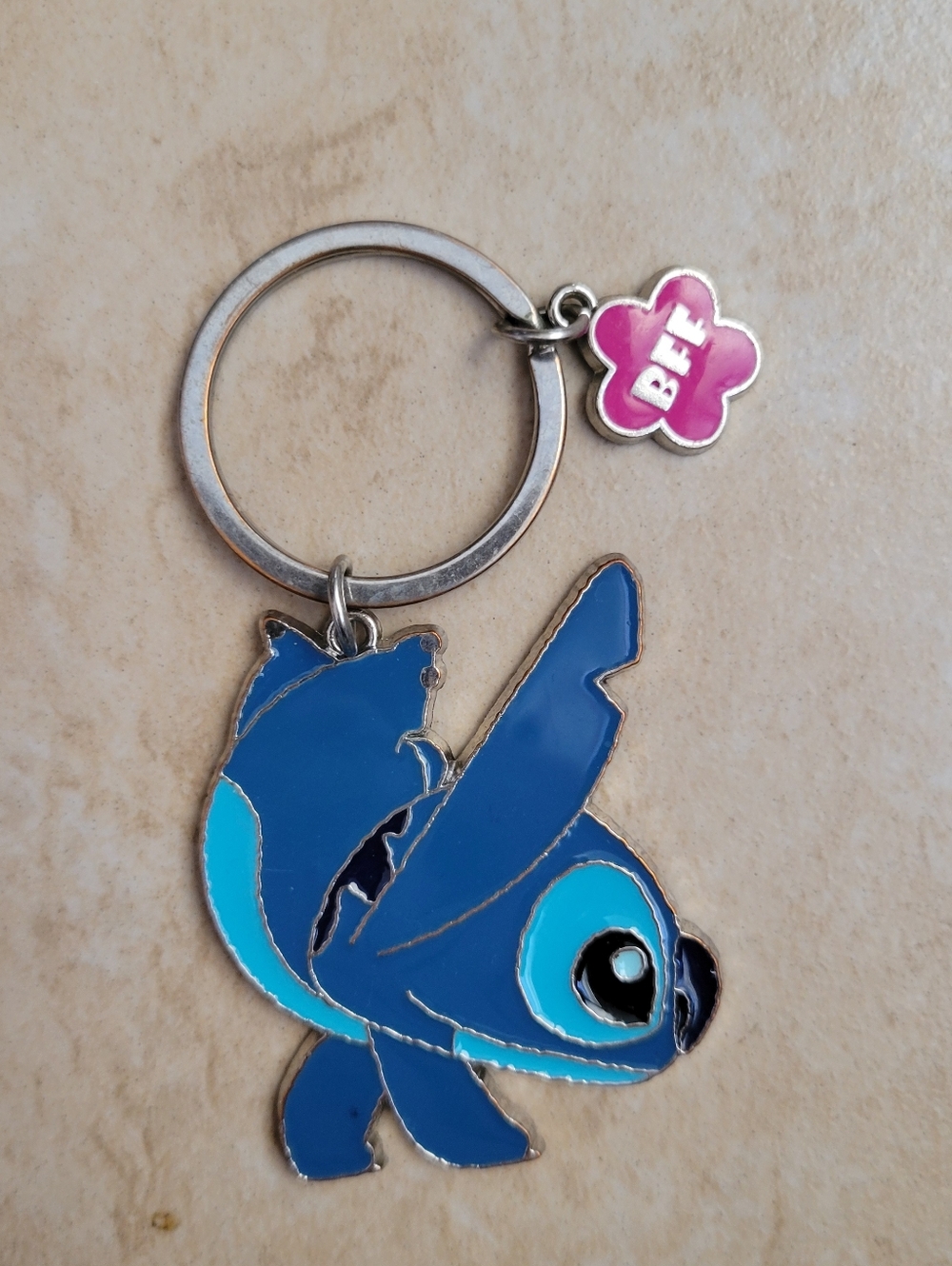 Disney Stitch Enamel Keychain with Pink BFF Charm